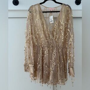 Elegant Gold Sequin Romper